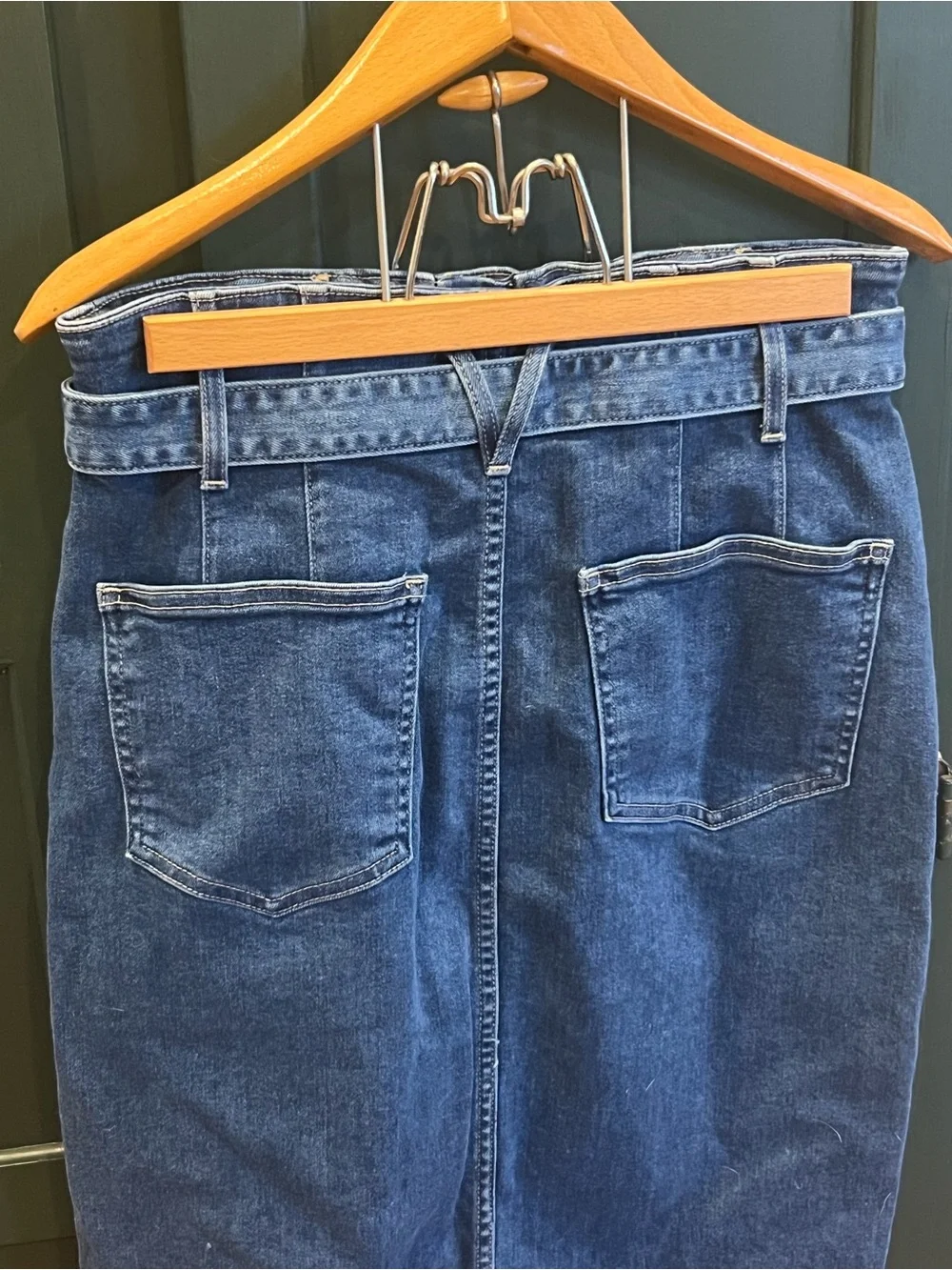 Veronica Beard Denim Paperbag Midi Skirt Tie Waist